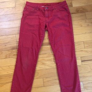 Prana Kara Jeans Red Patterned Size 12